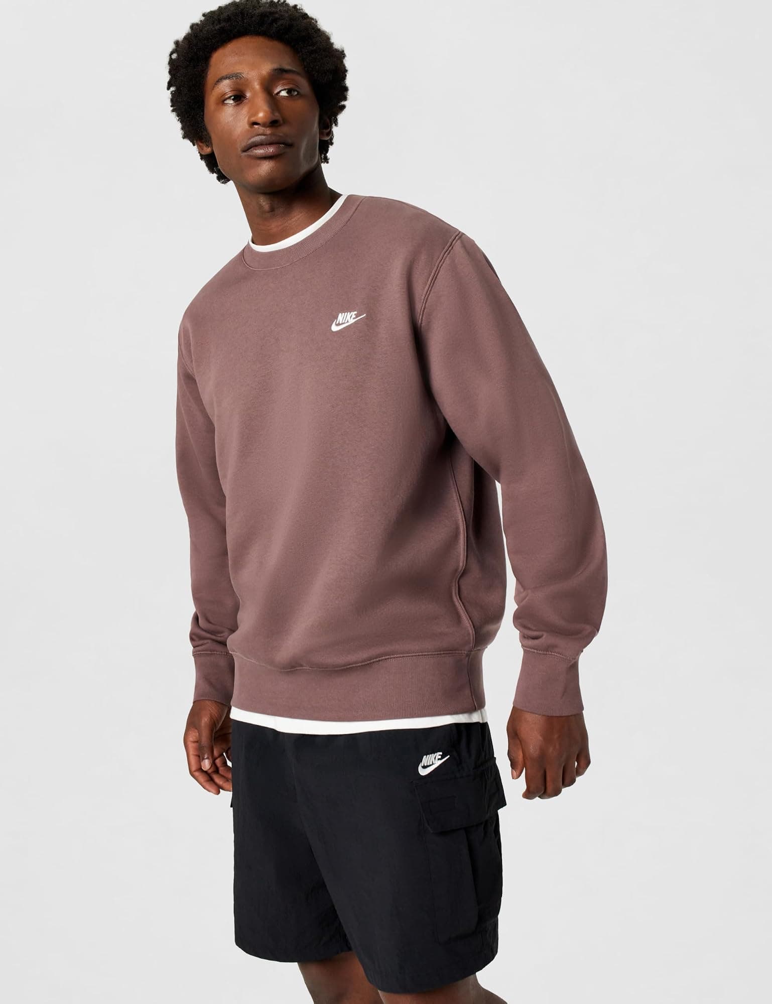 Nike Men's Club Fleece Crew Sweatshirt - Tattoo/White - Medium - Thumbnail 3