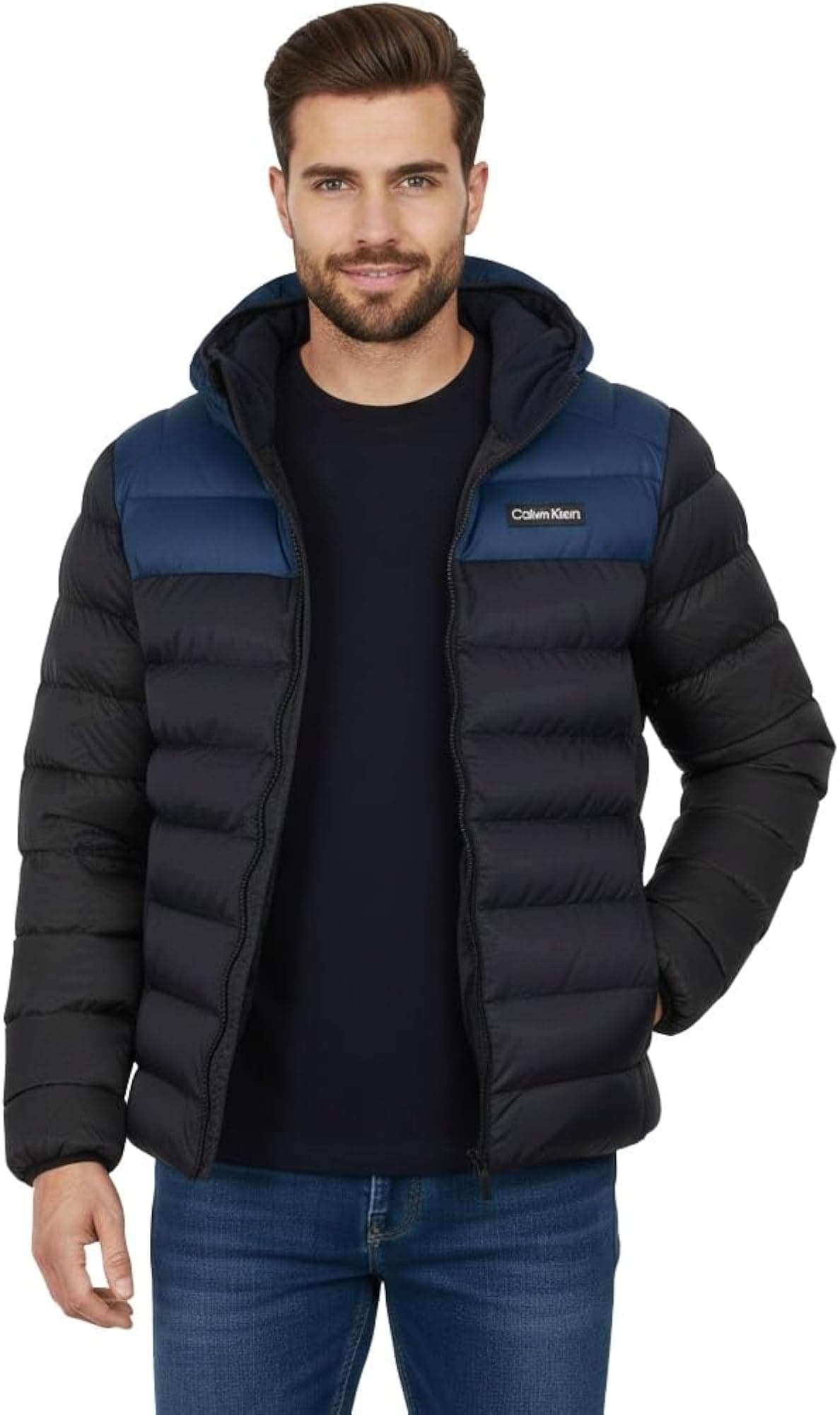 Calvin Klein Men's San Gabriel Padded Woven Jacquard Jacket - Navy Northsea - Sm - Thumbnail 9