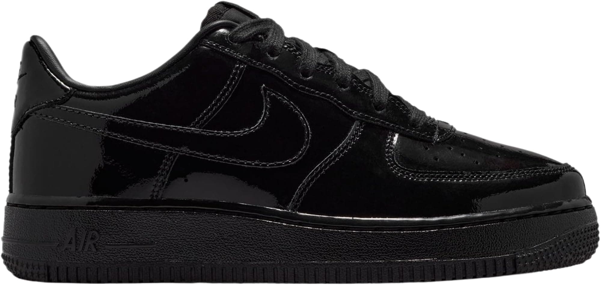 Nike Air Force 1 Low Patent Leather Grade School Lifestyle Shoes (Black) - Black