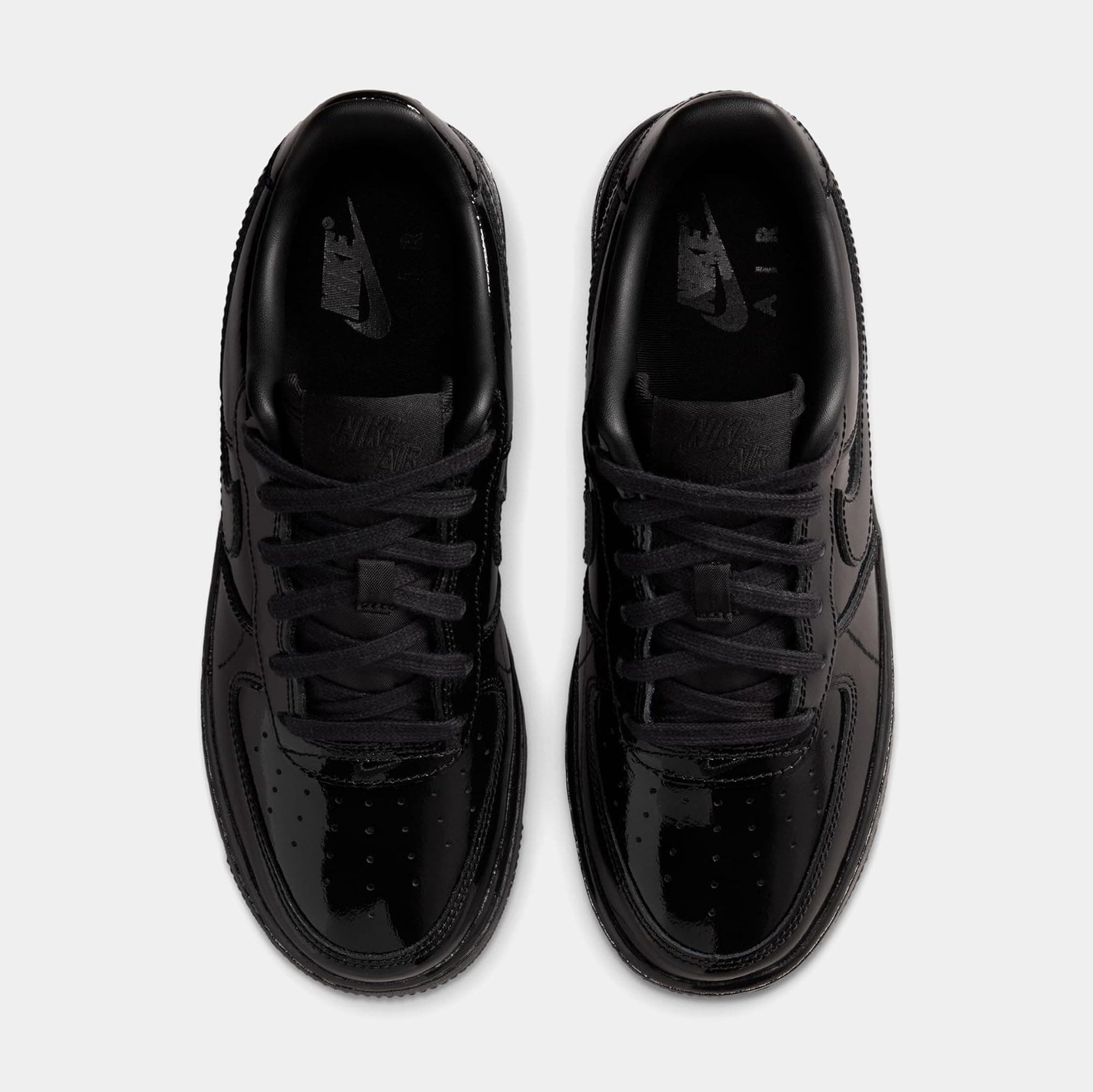 Nike Air Force 1 Low Patent Leather Grade School Lifestyle Shoes (Black) - Black - Thumbnail 2
