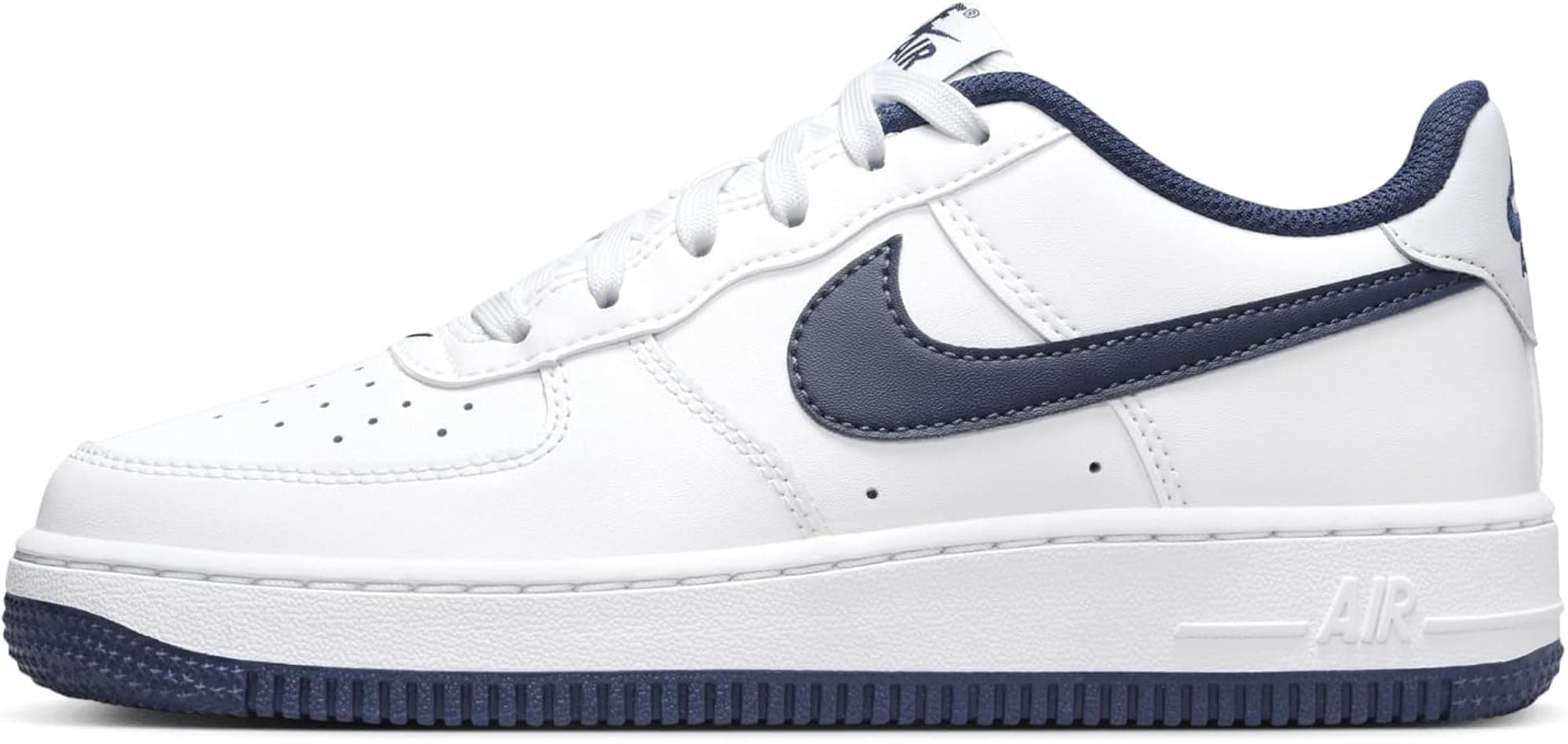 Nike Kid's Air Force 1 Sneaker - White/Midnight Navy-football Grey - 6Y
