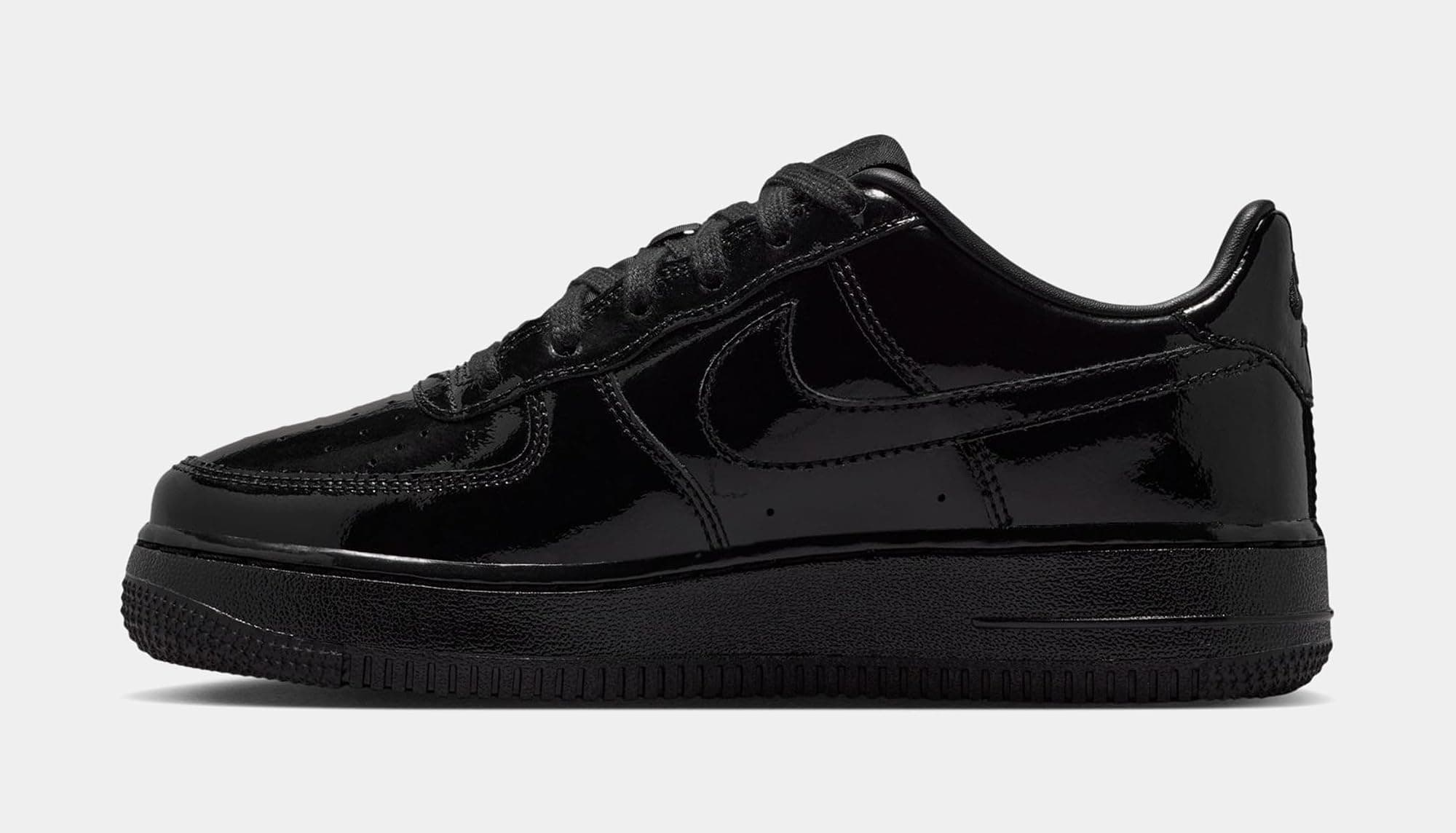 Nike Air Force 1 Low Patent Leather Grade School Lifestyle Shoes (Black) - Black - Thumbnail 3
