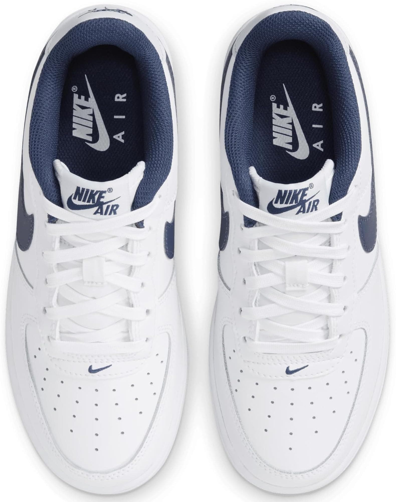 Nike Kid's Air Force 1 Sneaker - White/Midnight Navy-football Grey - 6Y - Thumbnail 2