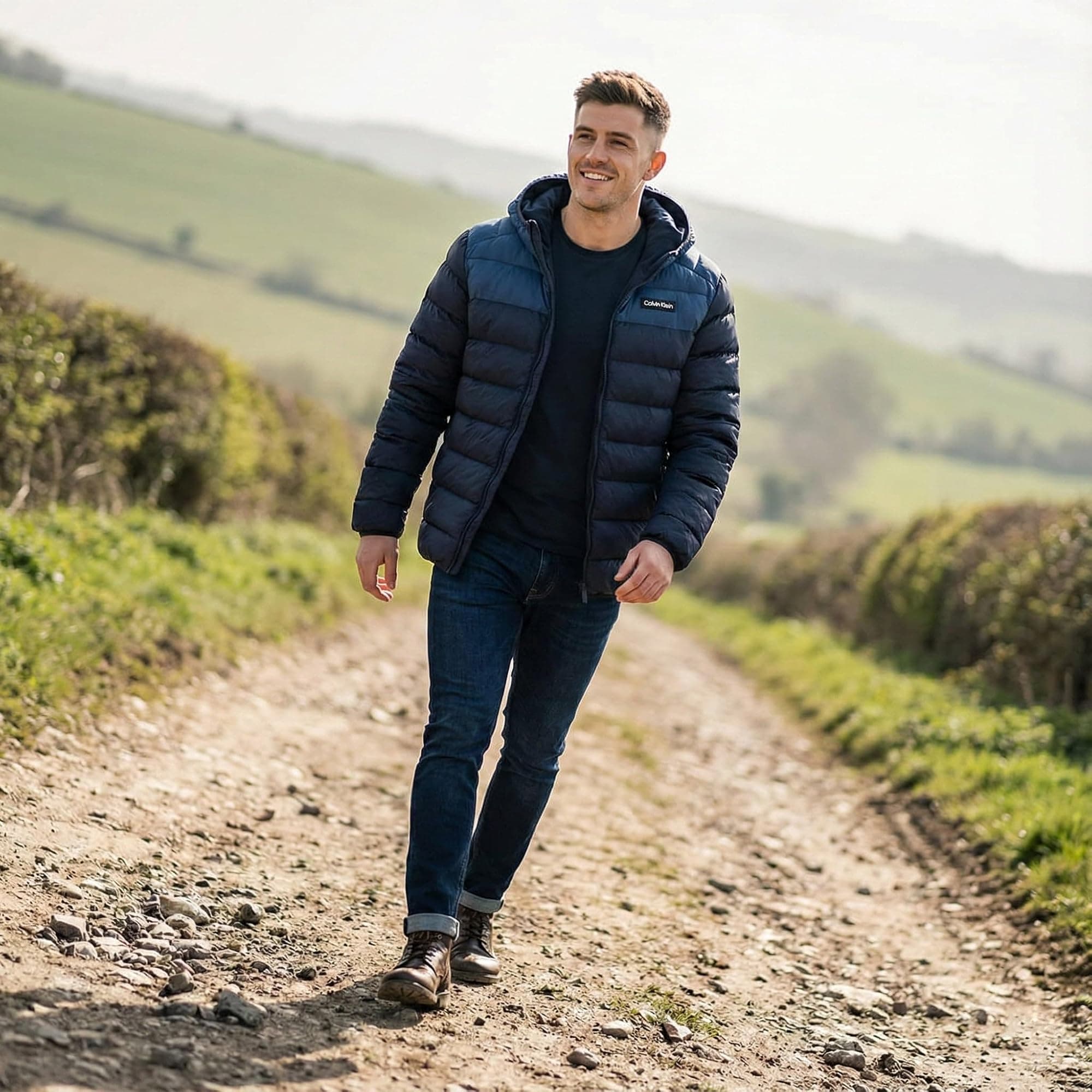 Calvin Klein Men's San Gabriel Padded Woven Jacquard Jacket - Navy Northsea - Sm - Thumbnail 3