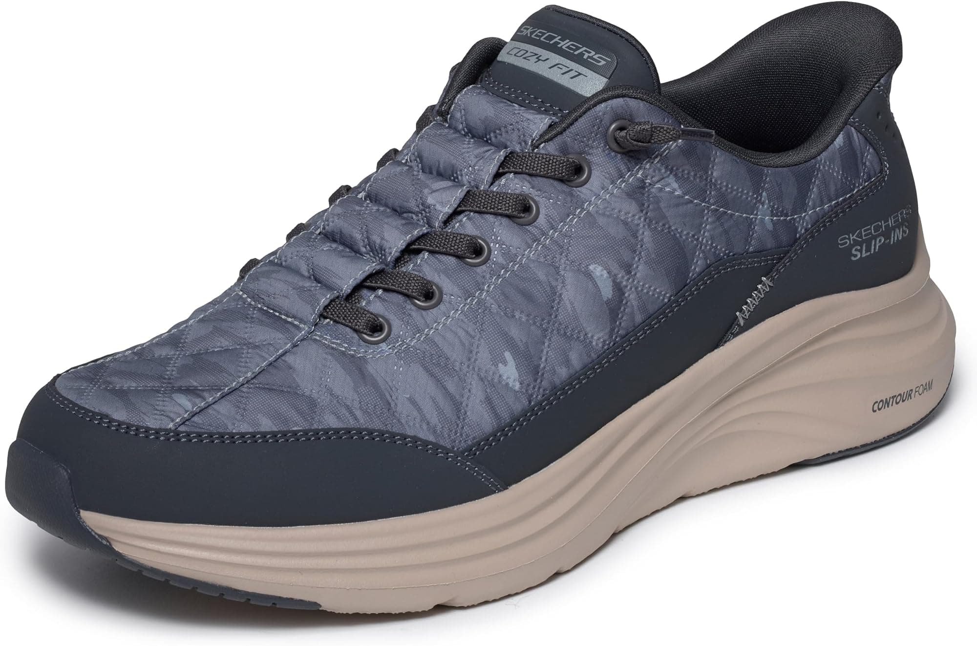 Skechers Mens Contour Foam Cozy Fit Compost Hands Free Slip-in - Black/Natural -