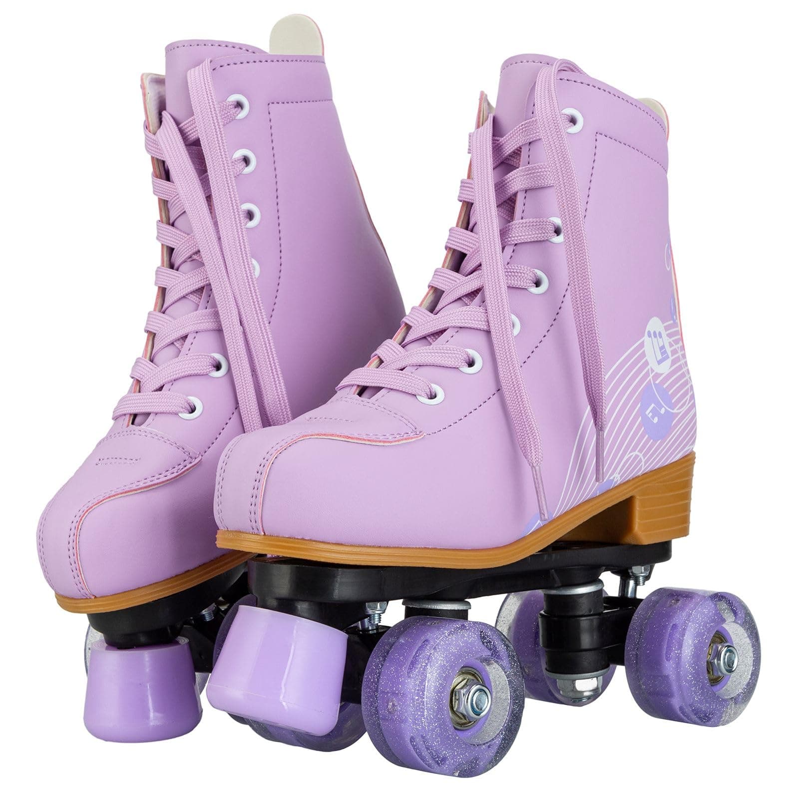 Jessie Womens Girls Light Up Roller Skates Pu Leather Adjustable Four-Wheel - Thumbnail 8