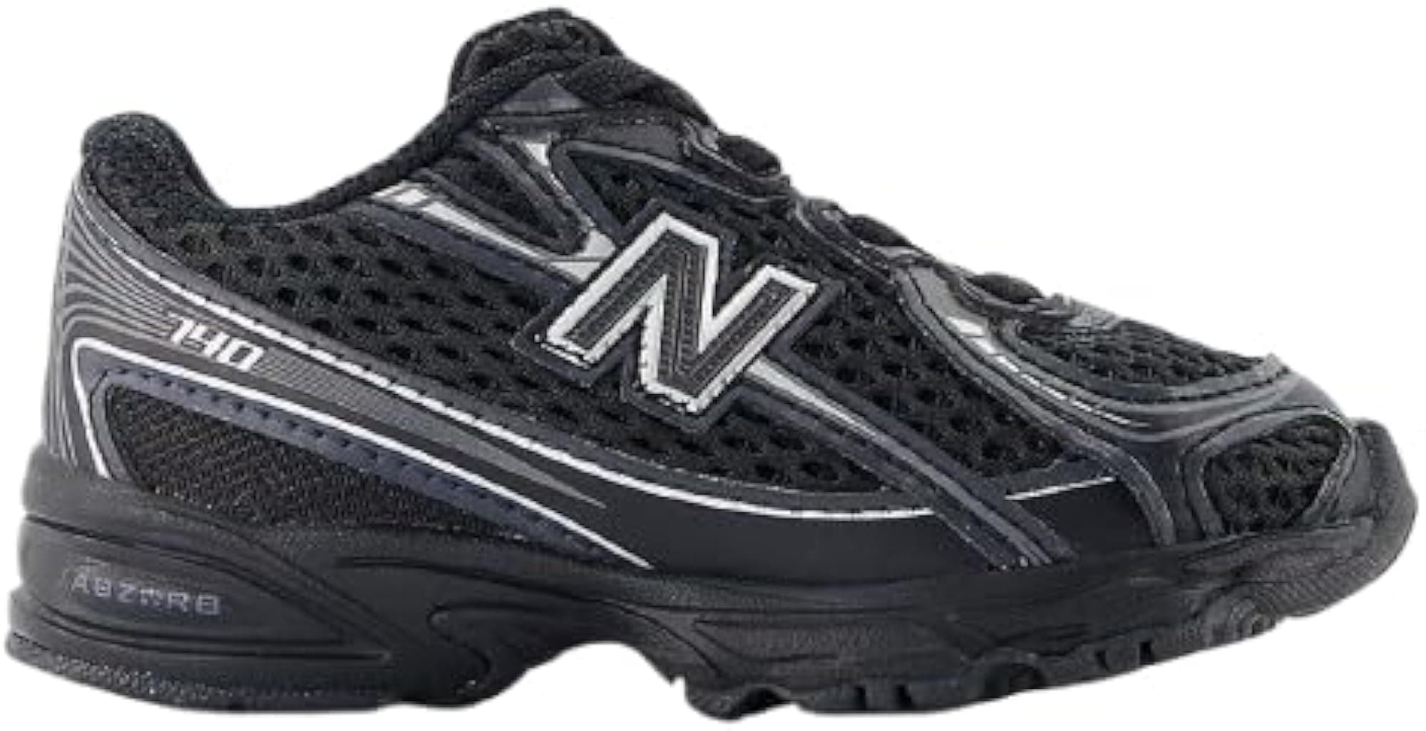 New Balance Unisex-Child 740 Bungee Lace (Infant/Toddler) - Black/Silver Metalli