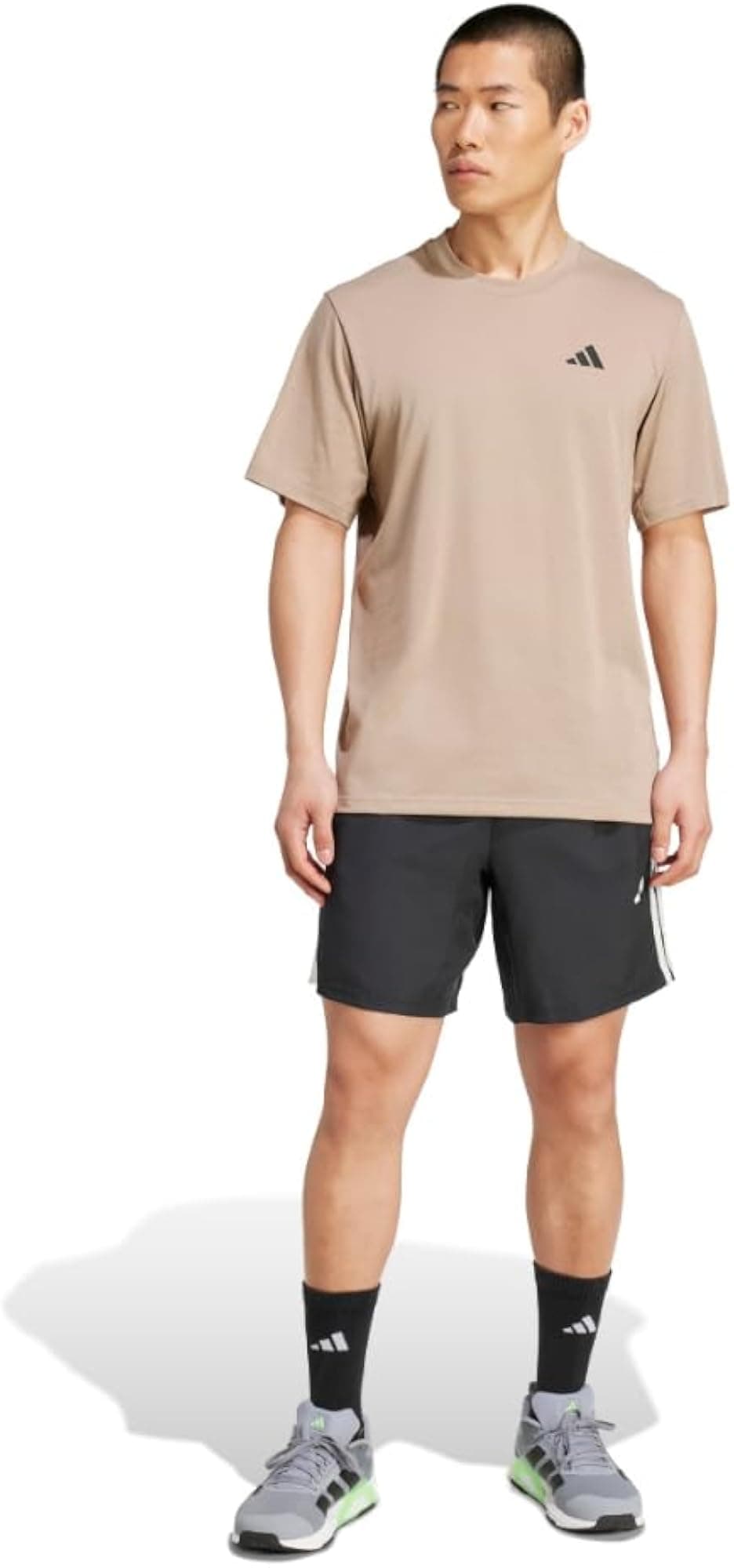 adidas Men's Essentials Feel Ready Training T-Shirt - chalky brown / black - Lar - Thumbnail 5