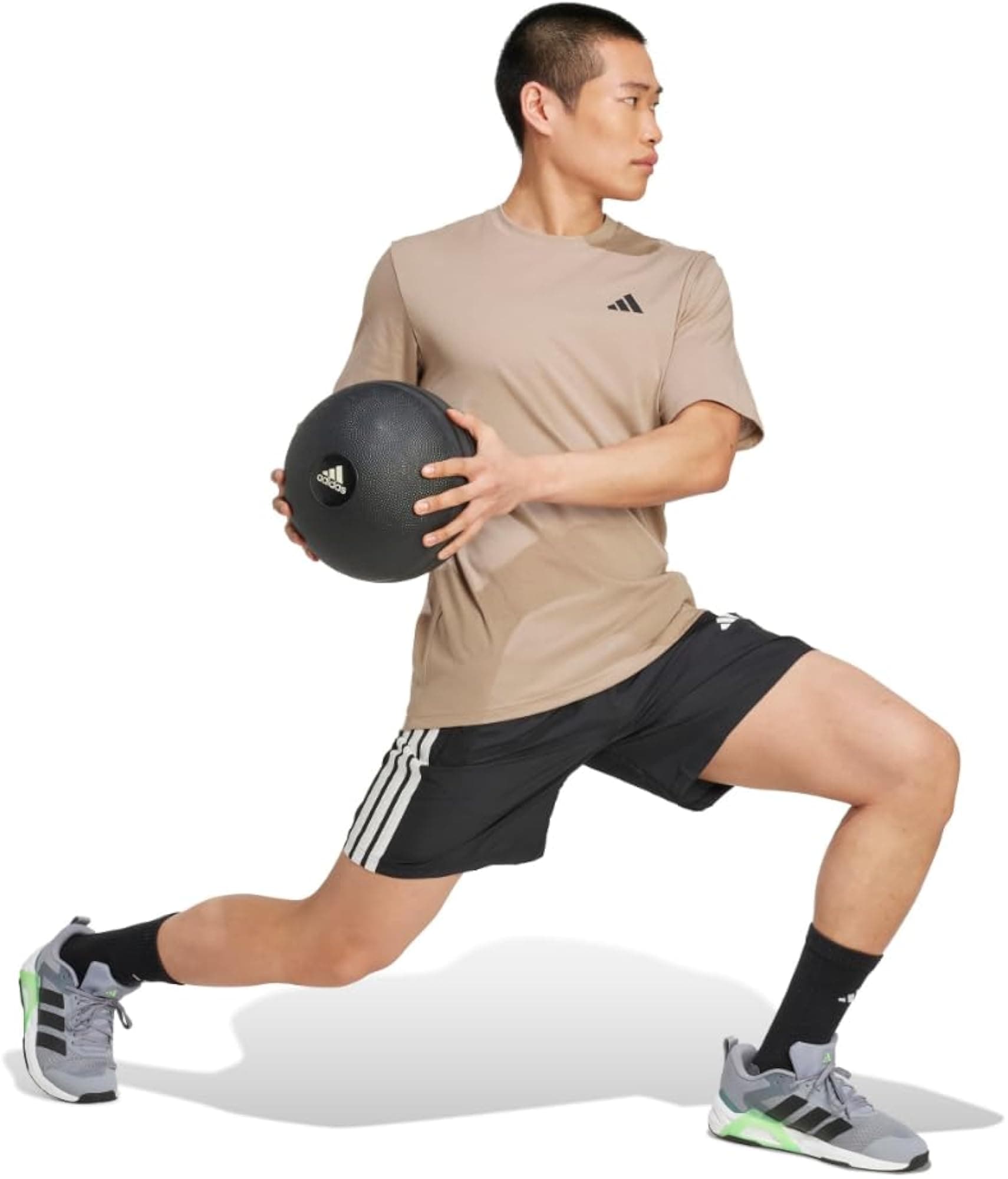 adidas Men's Essentials Feel Ready Training T-Shirt - chalky brown / black - Lar - Thumbnail 4