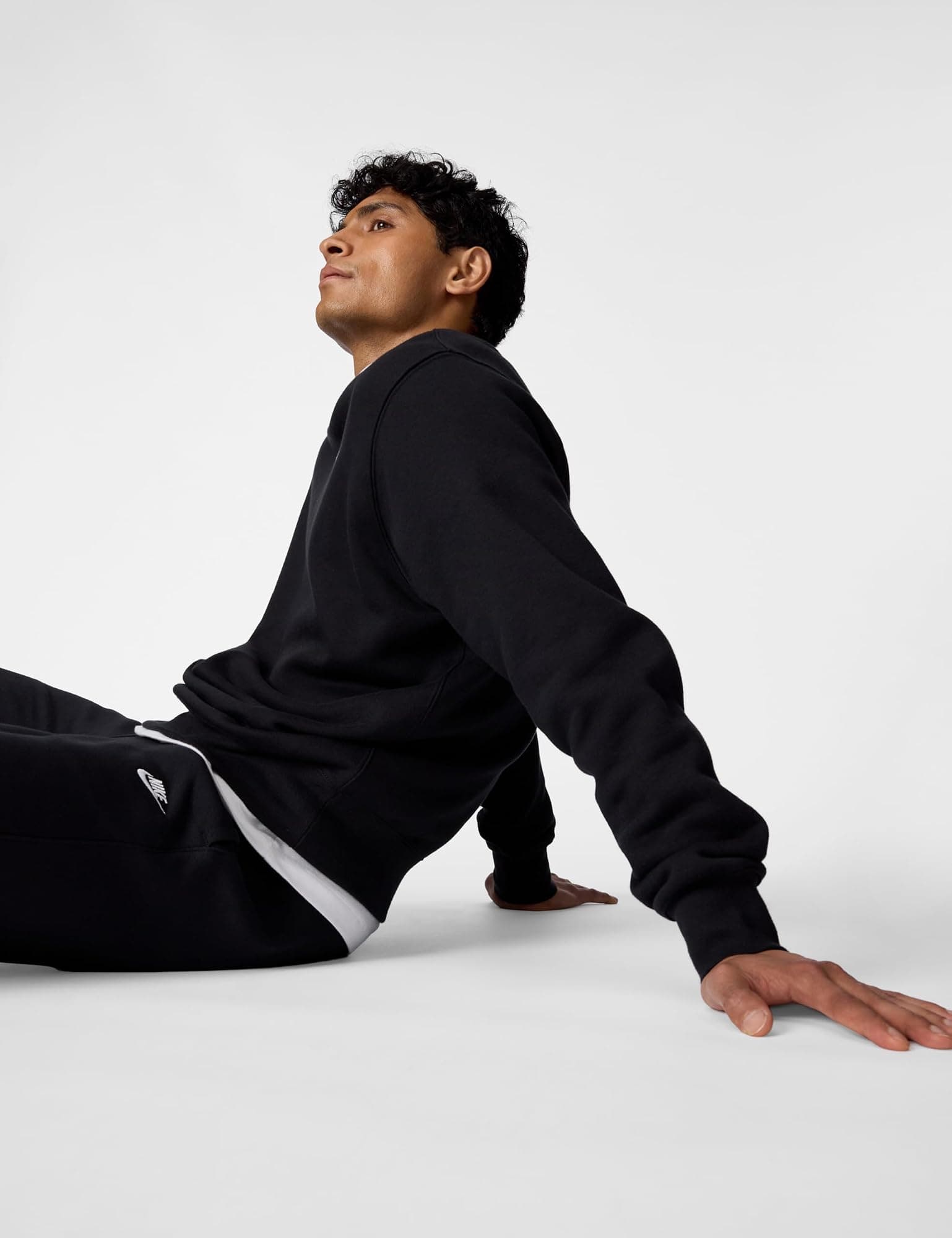 Nike Men's Club Fleece Crew Sweatshirt - Black/White - L - Thumbnail 6