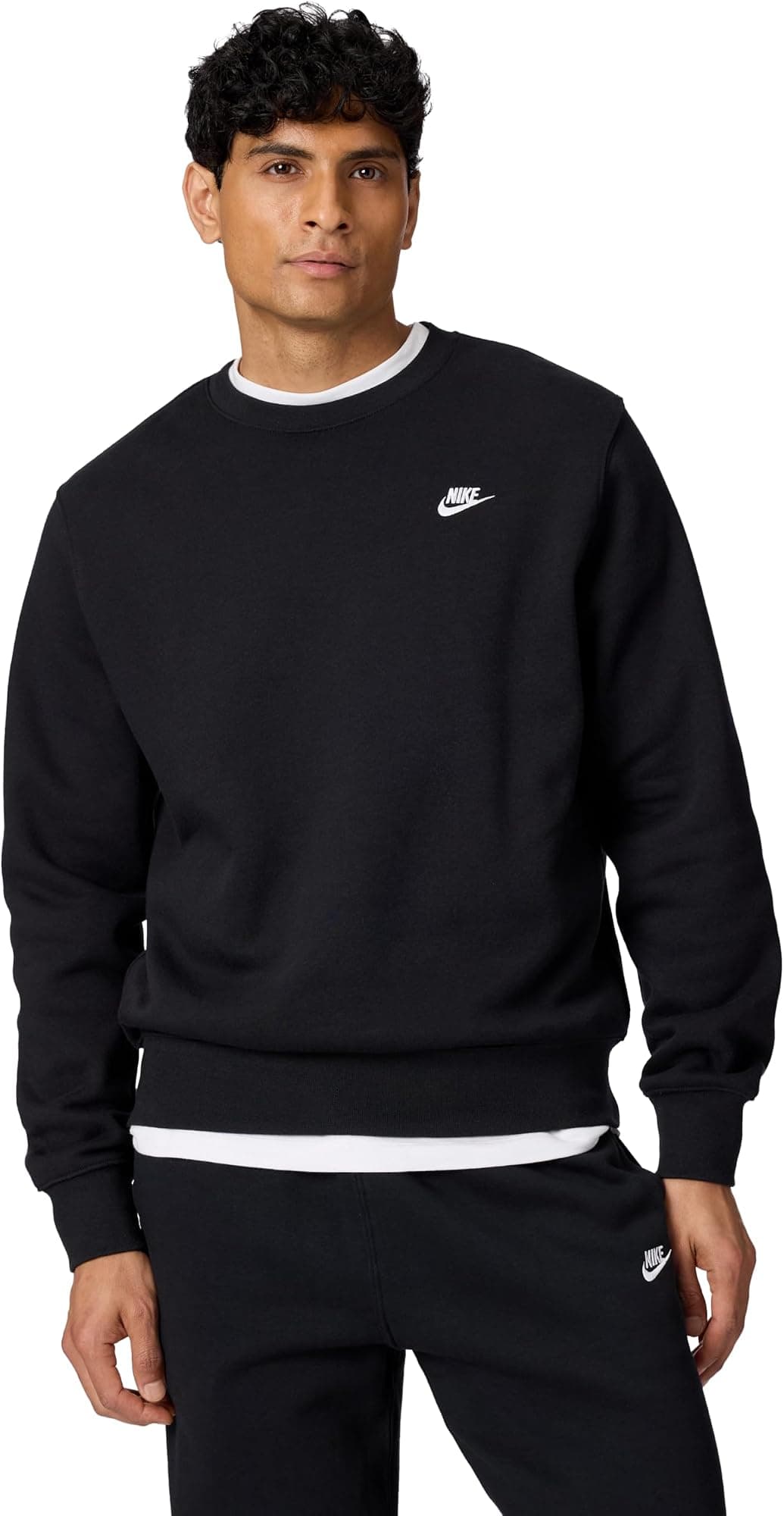 Nike Men's Club Fleece Crew Sweatshirt - Black/White - L