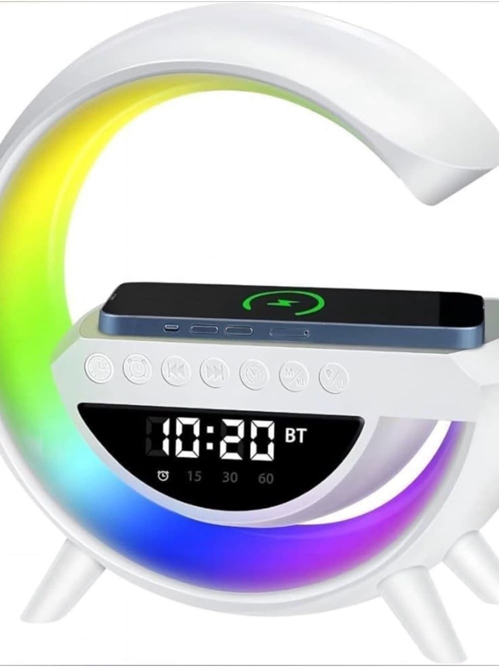 ★ LED Alarm Clock Bluetooth Speaker Wireless Charger RGB Night Light