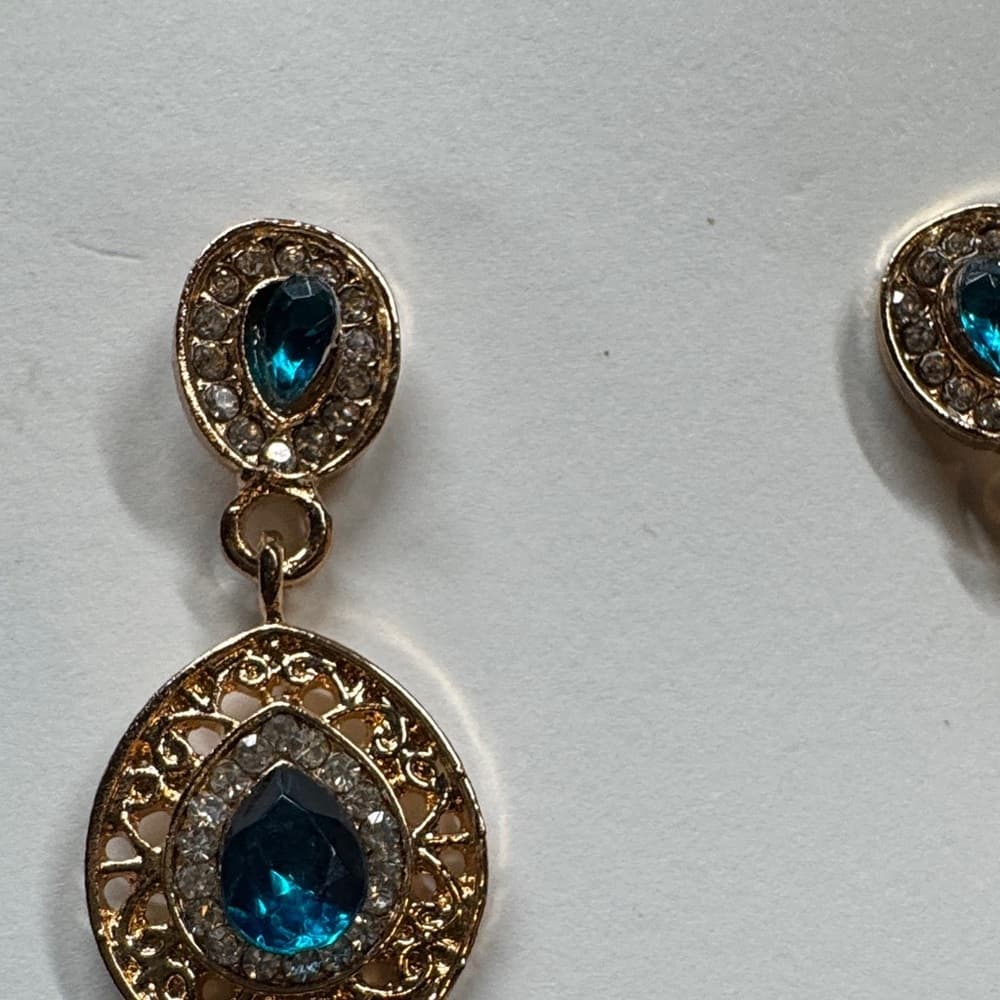 Elegant Gold and Blue Drop Earrings