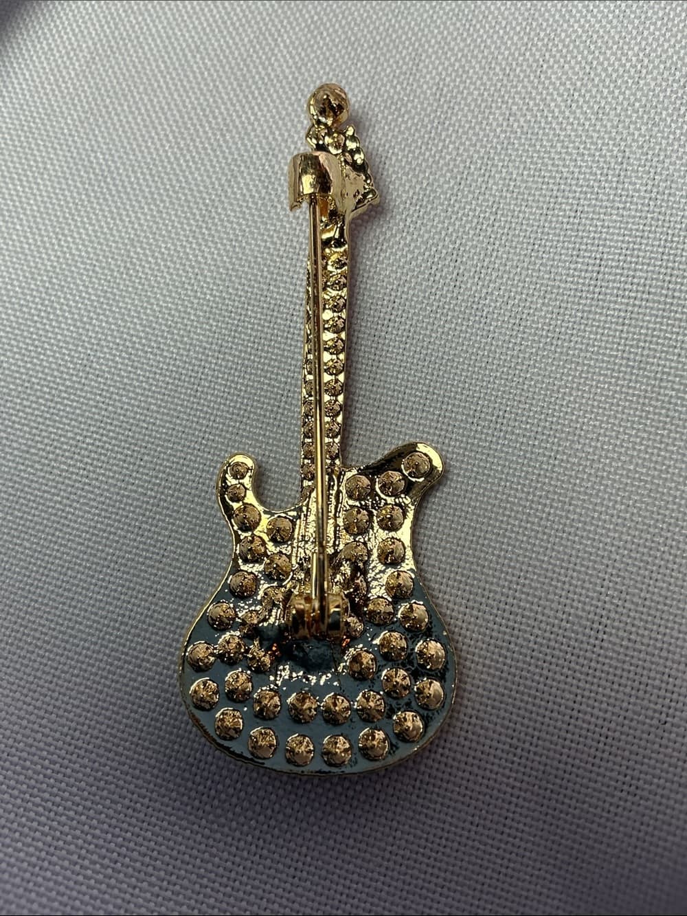 ⭐ Pink Rhinestone Guitar Brooch Rock Star Crystal Statement Pin - Thumbnail 3