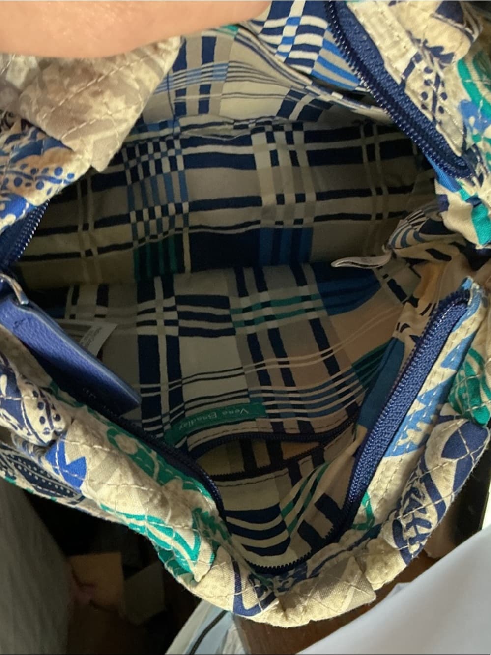 ⭐ Vera Bradley Blue Green Floral Quilted Crossbody Messenger Bag - Thumbnail 3