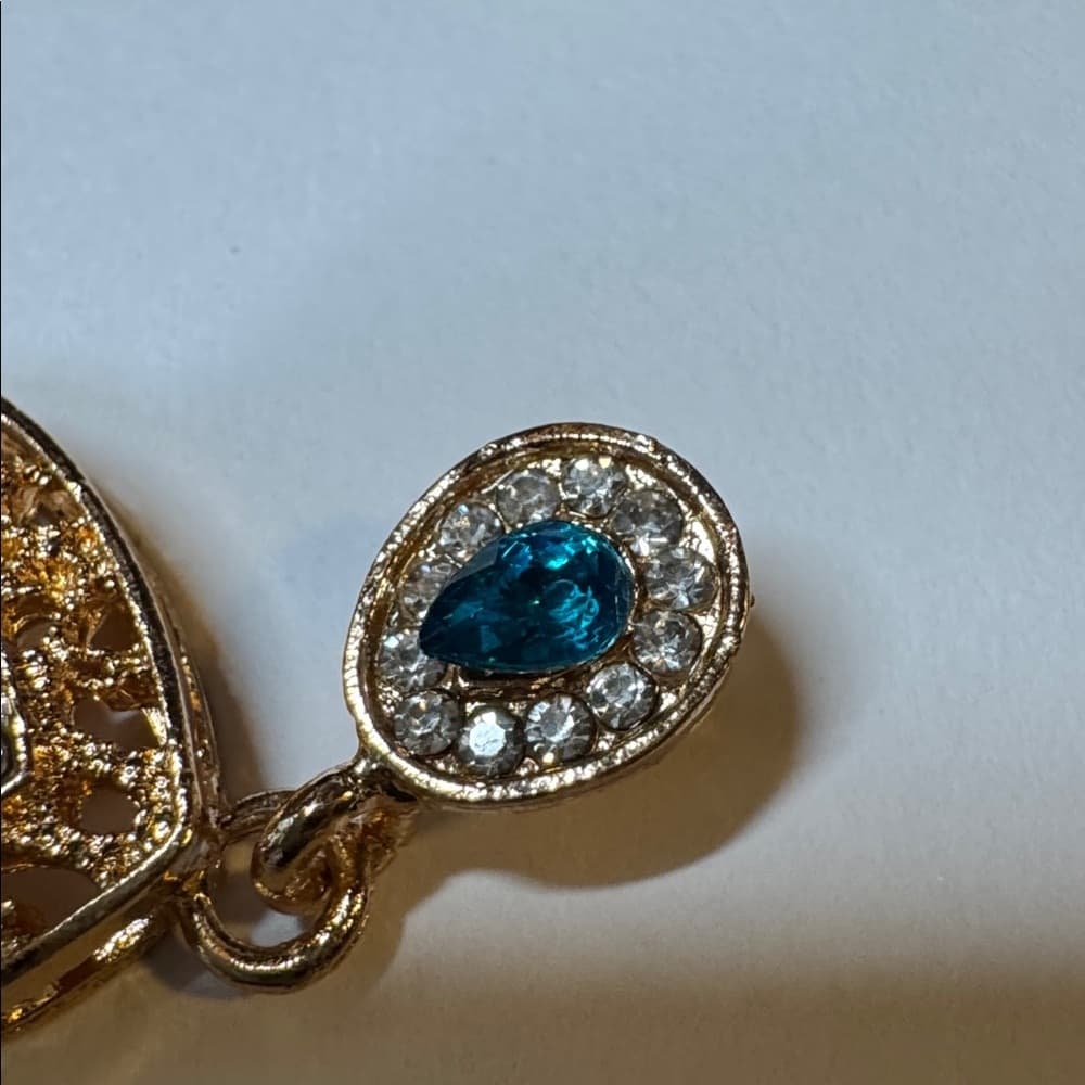 Elegant Gold and Blue Drop Earrings - Thumbnail 6