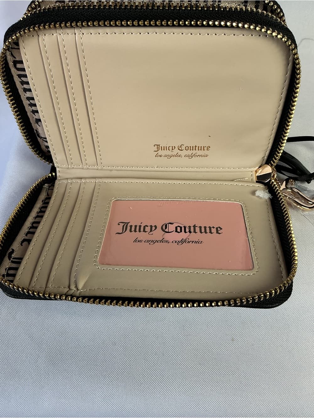 ★ NWT Juicy Couture Double Zip Around Wallet Black Embossed Logo - Thumbnail 8