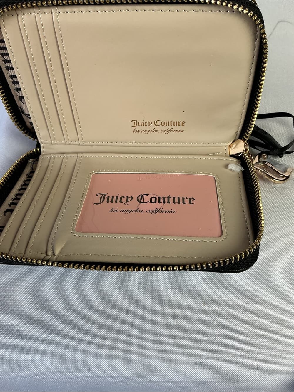 ★ NWT Juicy Couture Double Zip Around Wallet Black Embossed Logo - Thumbnail 9