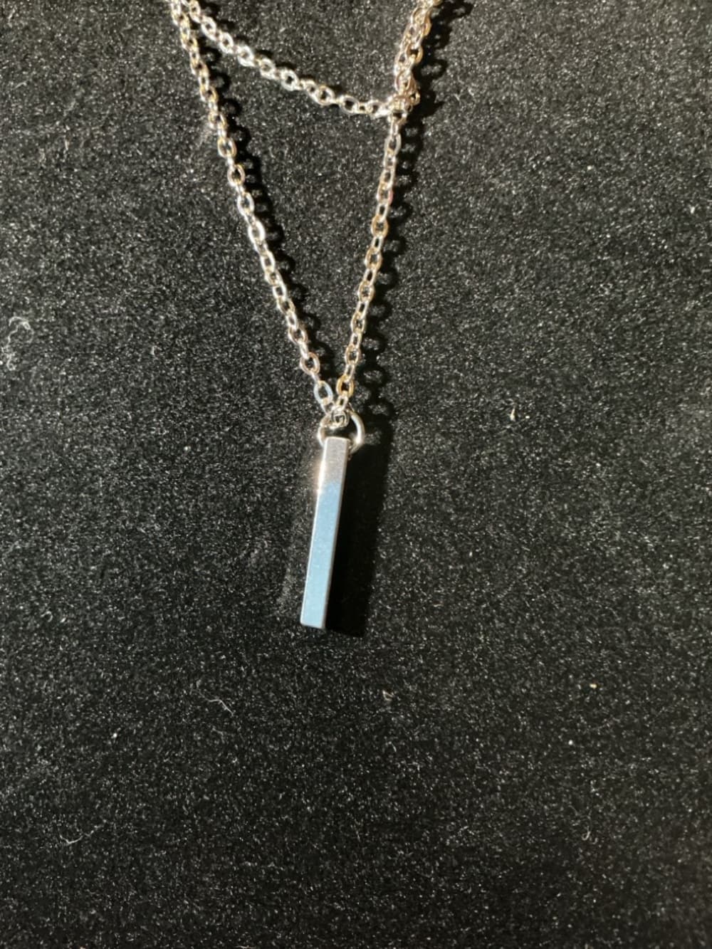 Layered Silver Tone Necklace Bar Pendant Minimalist Adjustable
