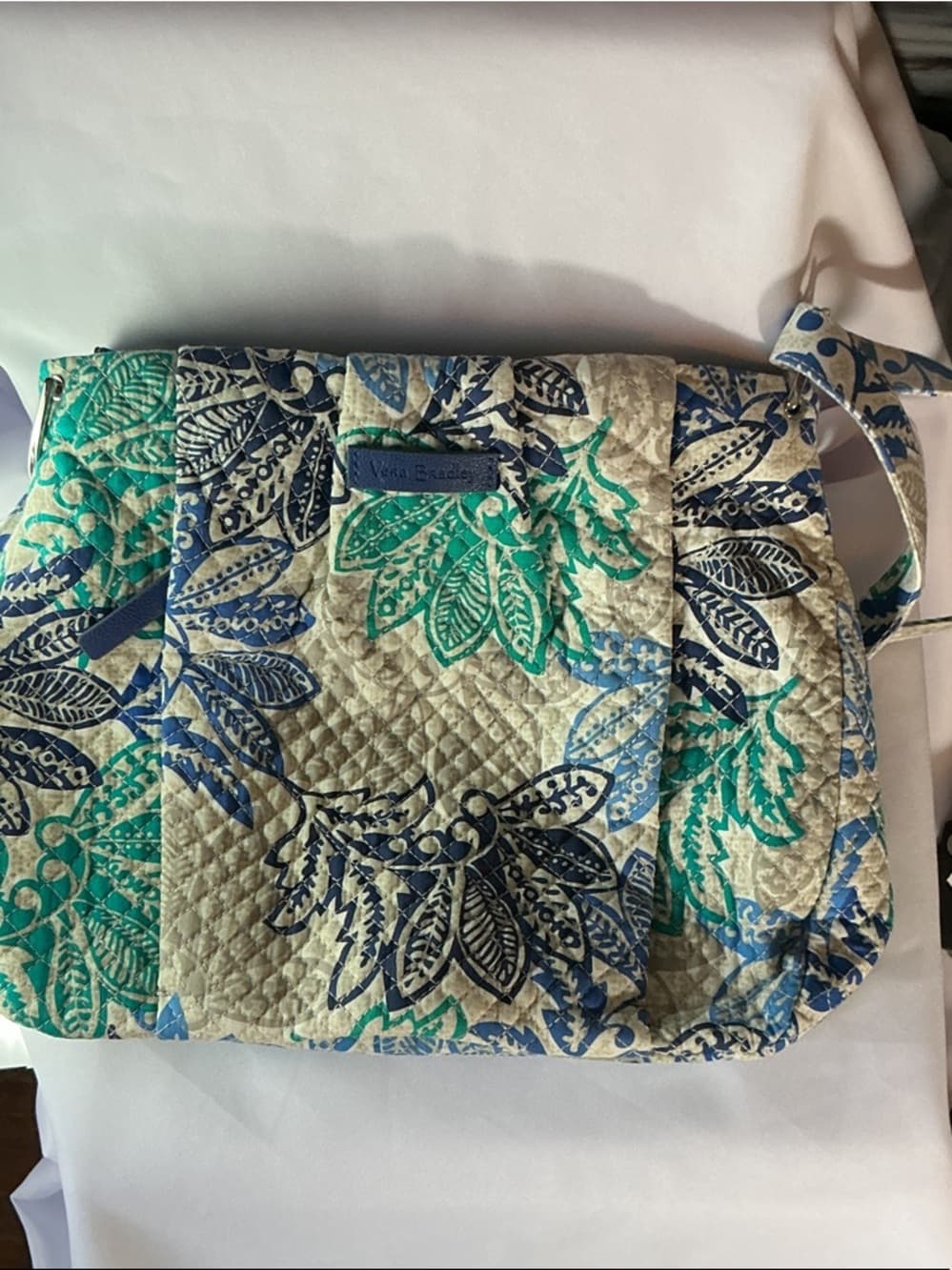 ⭐ Vera Bradley Blue Green Floral Quilted Crossbody Messenger Bag - Thumbnail 5