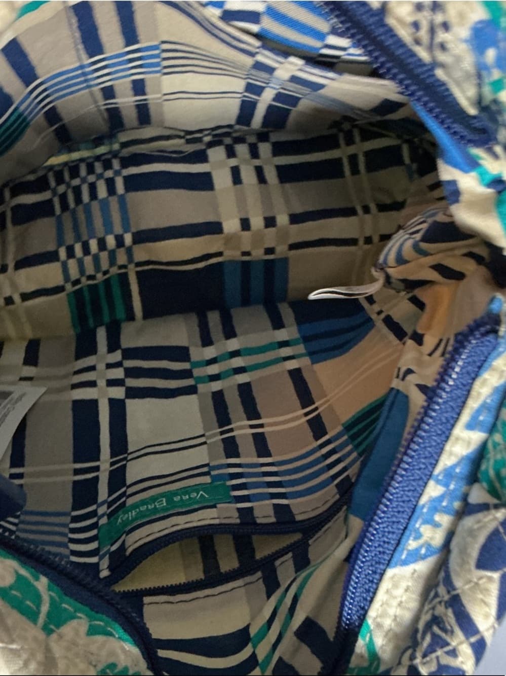 ⭐ Vera Bradley Blue Green Floral Quilted Crossbody Messenger Bag - Thumbnail 4