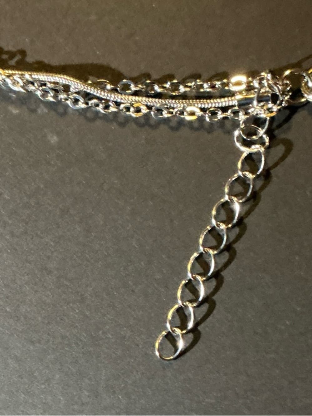 Layered Silver Tone Necklace Bar Pendant Minimalist Adjustable - Thumbnail 5