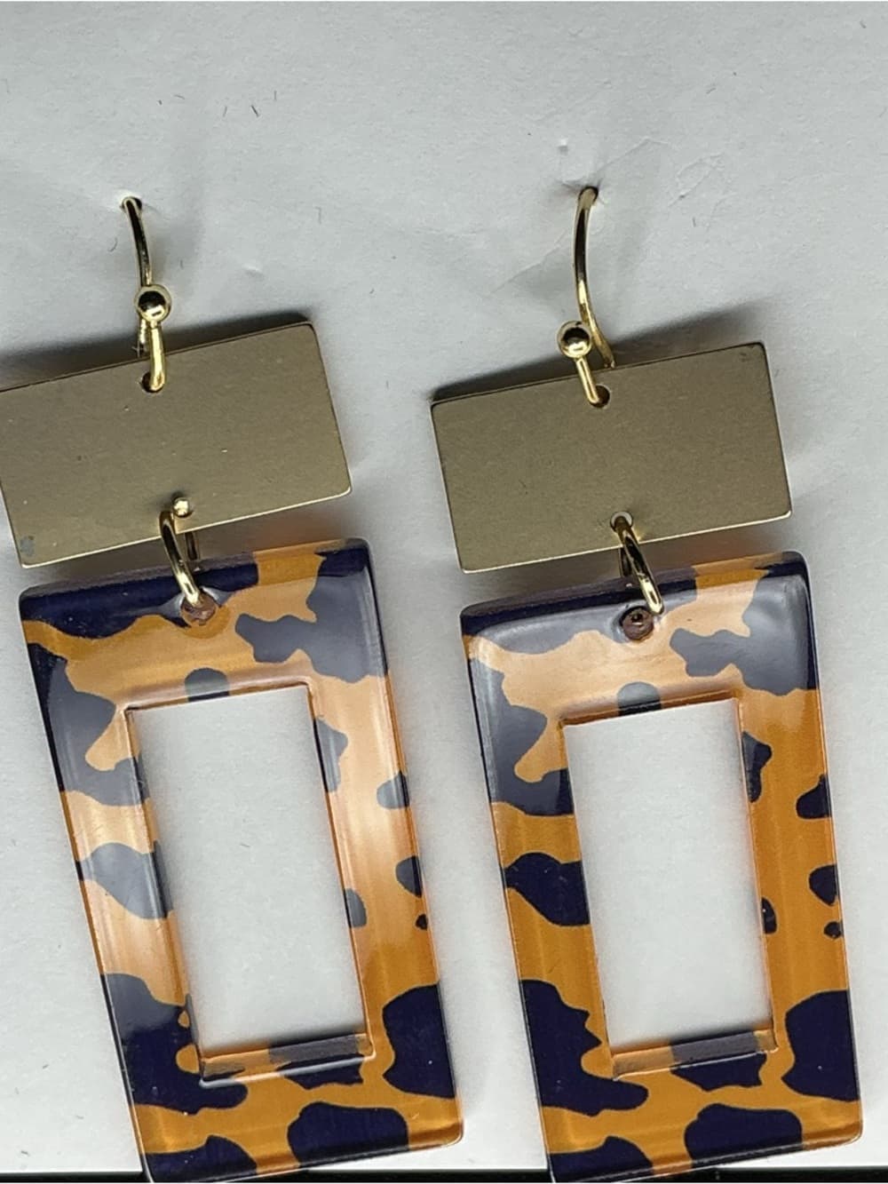 Geometric Acrylic Tortoise Shell Dangle Earrings Gold Statement Boho Chic - Thumbnail 7