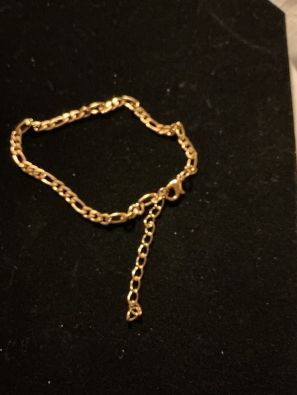 Classic Figaro Link Bracelet Gold Tone Adjustable - Thumbnail 3