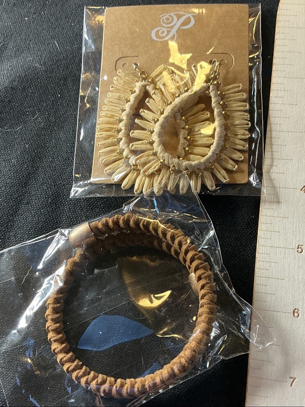 ★ Boho Raffia Earrings & Wood Bead Bracelet Bundle - Thumbnail 4