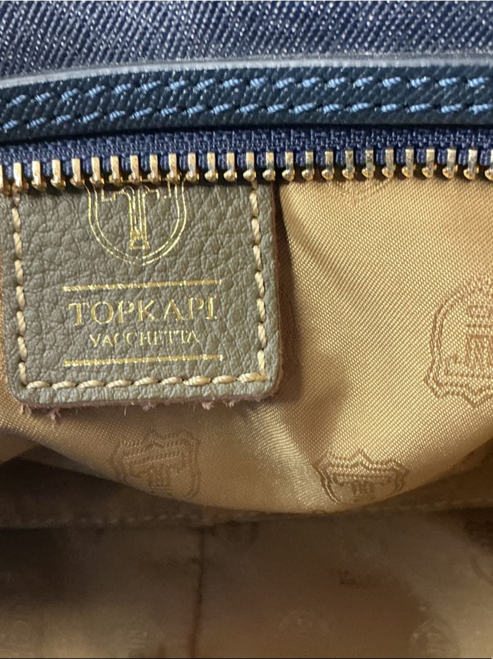 ⭐ Gray Canvas Stripe Satchel Handbag Gold Hardware Everyday Carry Bag - Thumbnail 6