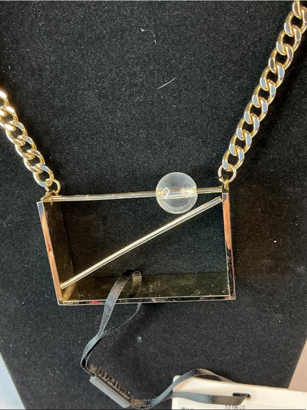 Gold Chunky Chain Necklace Geometric Clear Acrylic Statement Pendant