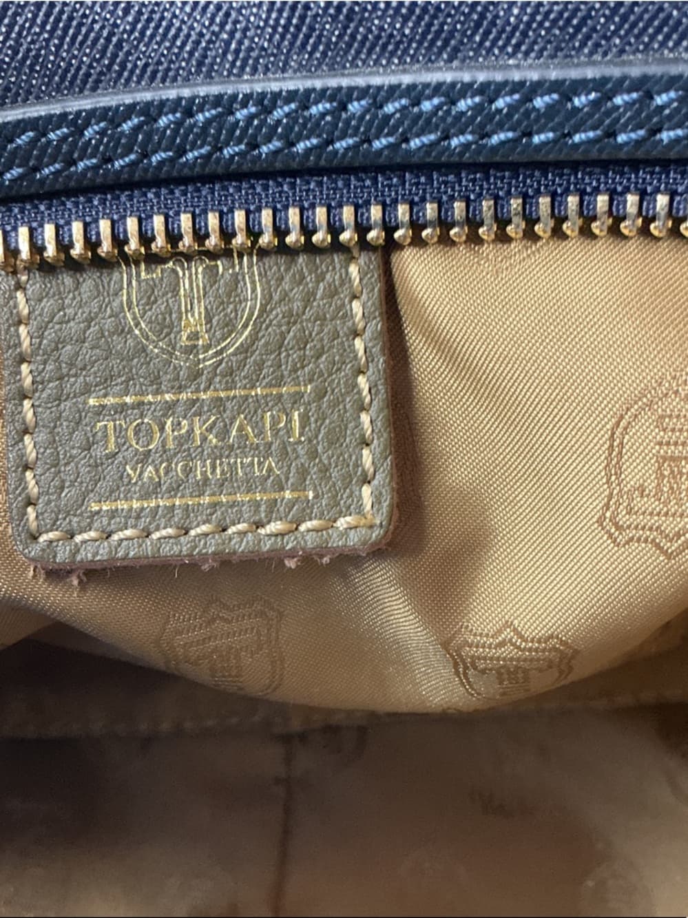 ⭐ Gray Canvas Stripe Satchel Handbag Gold Hardware Everyday Carry Bag - Thumbnail 7