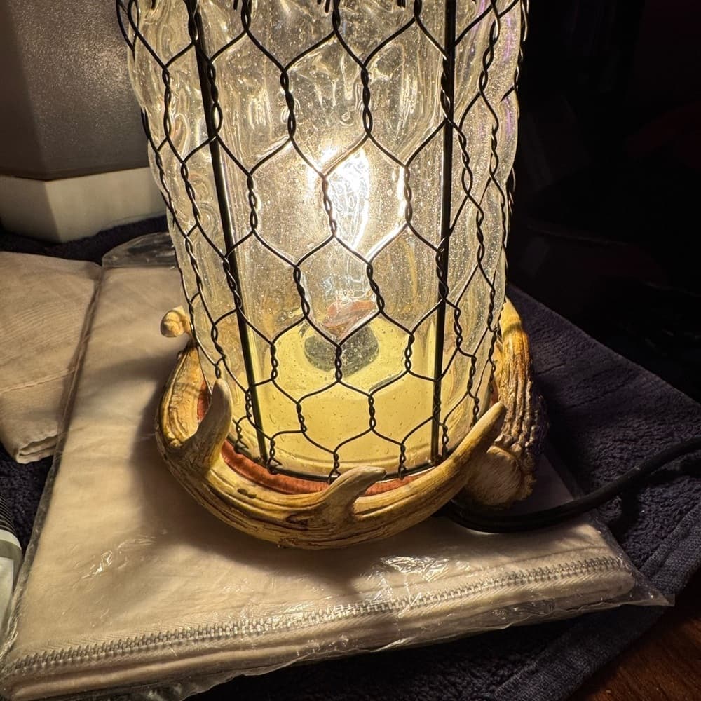 Rustic Antler Candle Holder with Wire Mesh - Thumbnail 3