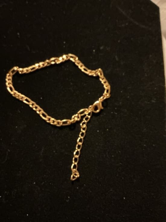 Classic Figaro Link Bracelet Gold Tone Adjustable - Thumbnail 4