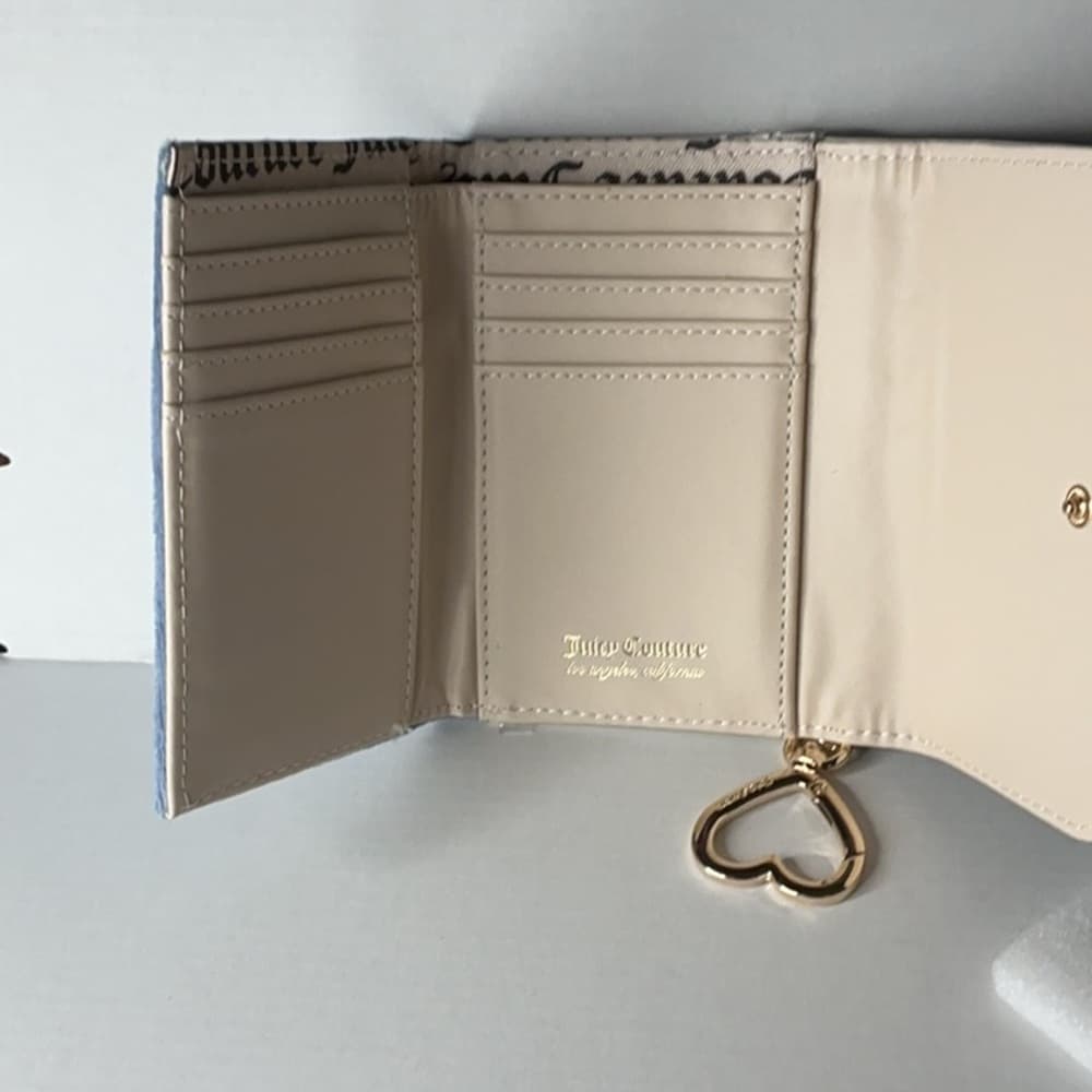 ★ Juicy Couture Royal Velour Wallet Blue Crown Rhinestone Y2K - Thumbnail 3