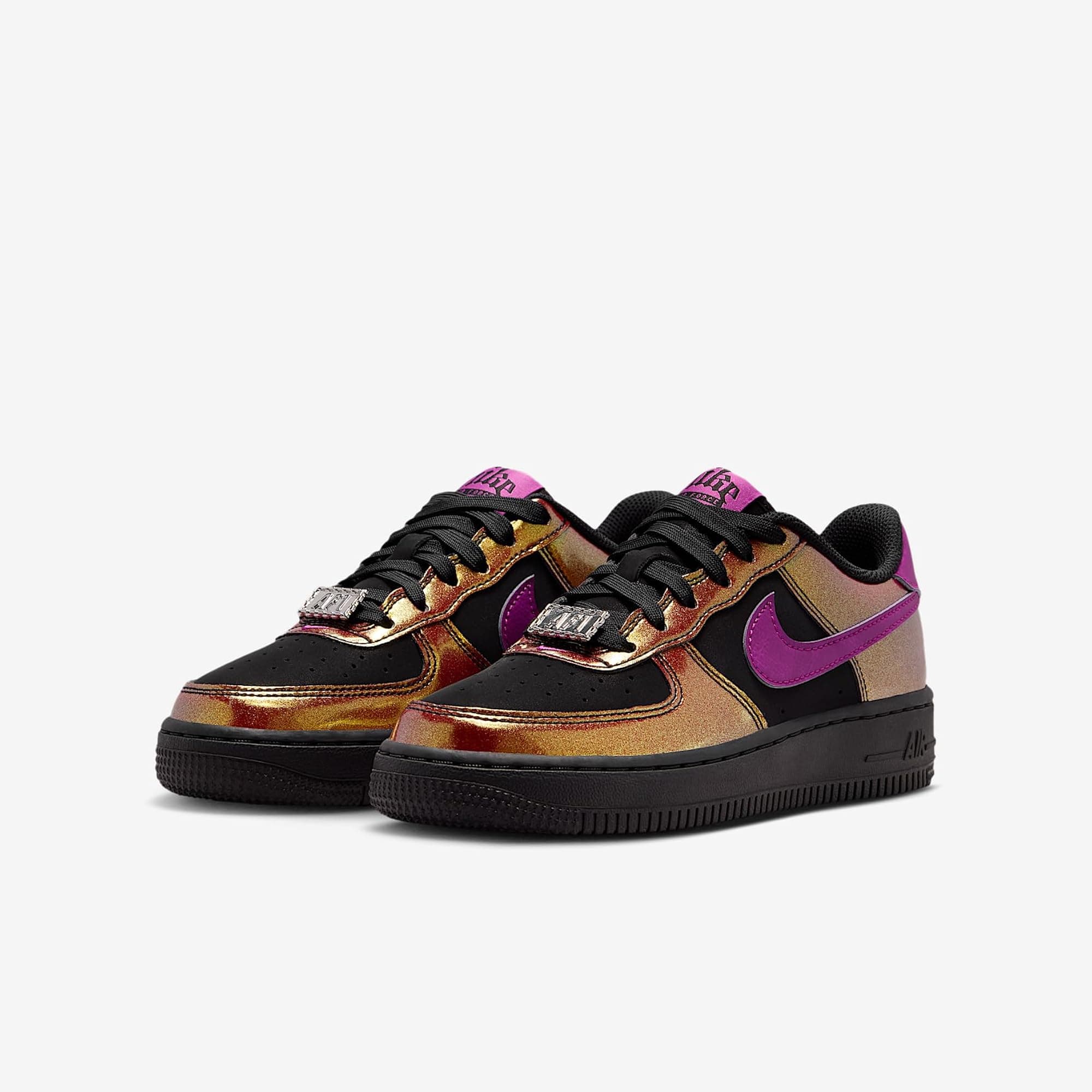 Nike Air Force 1 LV8 Big Kids' Shoes (Black/Bold Berry) - Black/Bold Berry - 5.5 - Thumbnail 5