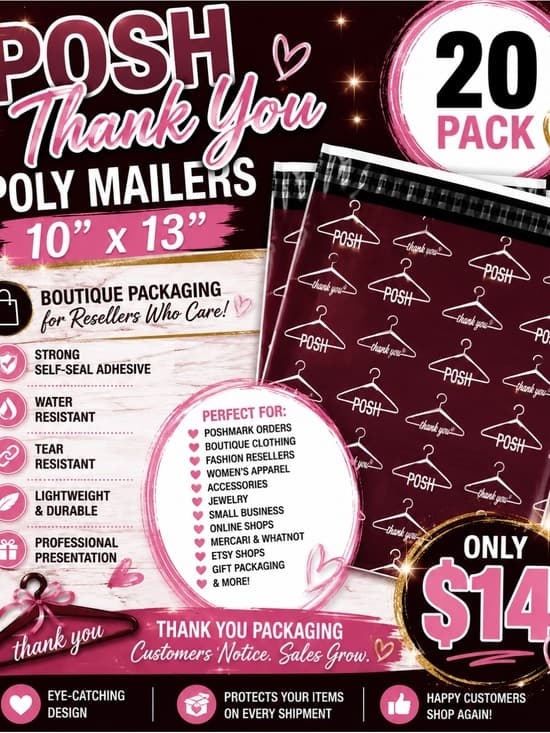 ★ 20 POSH Thank You Poly Mailers 10x13 Boutique Shipping Bags - Thumbnail 2