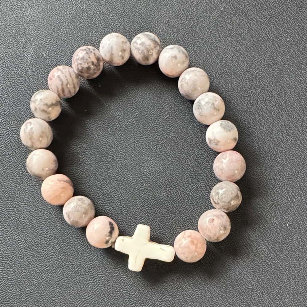 Marbled Stone Bracelet with Cross Accent - Thumbnail 3