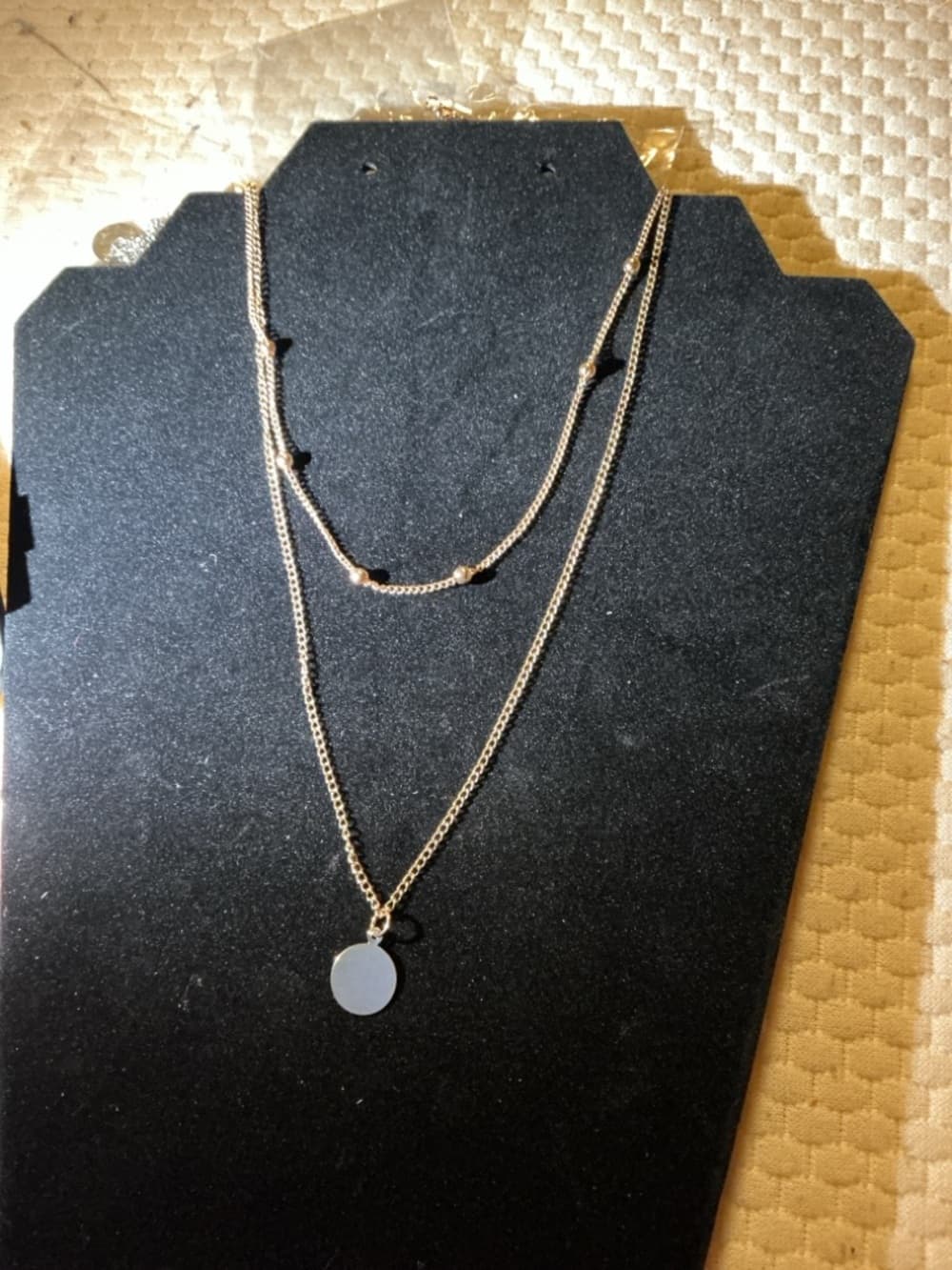 • Triple Layer Silver Necklace Dainty Chains Bar Drop Pendant - Thumbnail 3