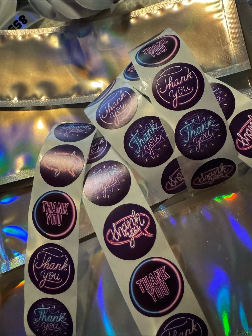 ★ 40 Galaxy Thank You Stickers Holographic Packaging Labels - Thumbnail 4