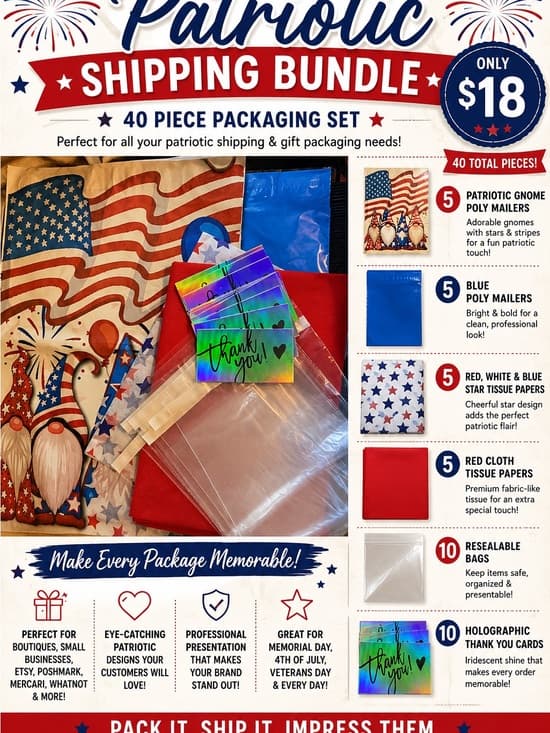 ★ Patriotic Shipping Bundle – 40 Piece Packaging Set Price Suggestion: $18 - Thumbnail 2