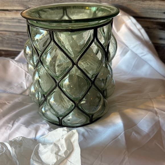 Elegant Green Glass Candle Holder - Thumbnail 2