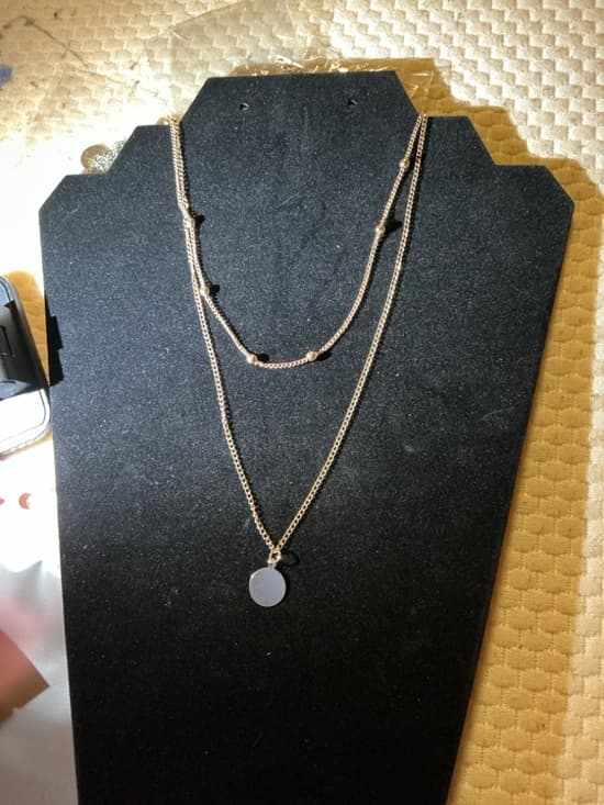 • Triple Layer Silver Necklace Dainty Chains Bar Drop Pendant - Thumbnail 6