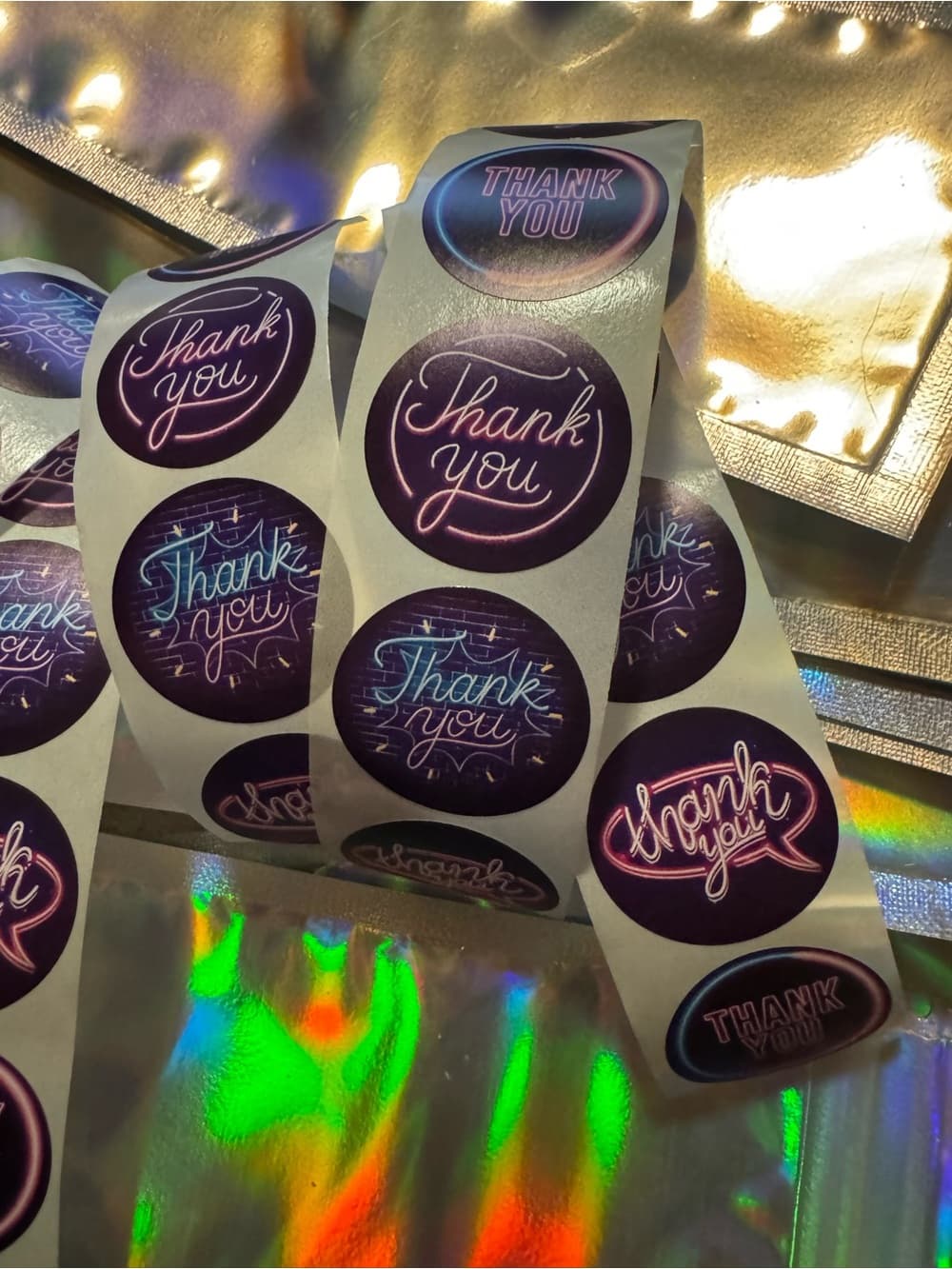 ★ 40 Galaxy Thank You Stickers Holographic Packaging Labels - Thumbnail 3