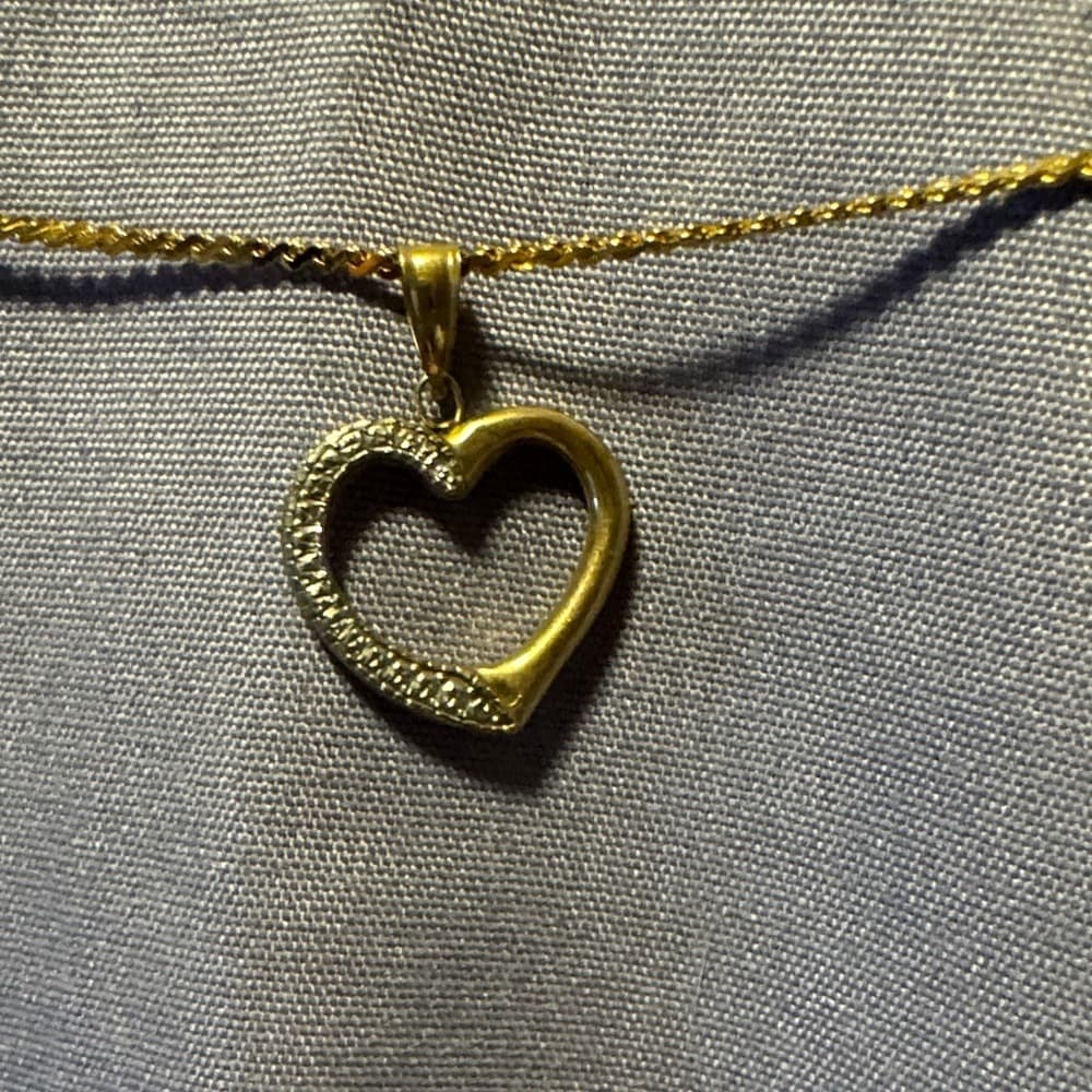 Gold and Silver Heart Pendant Necklace - Thumbnail 5