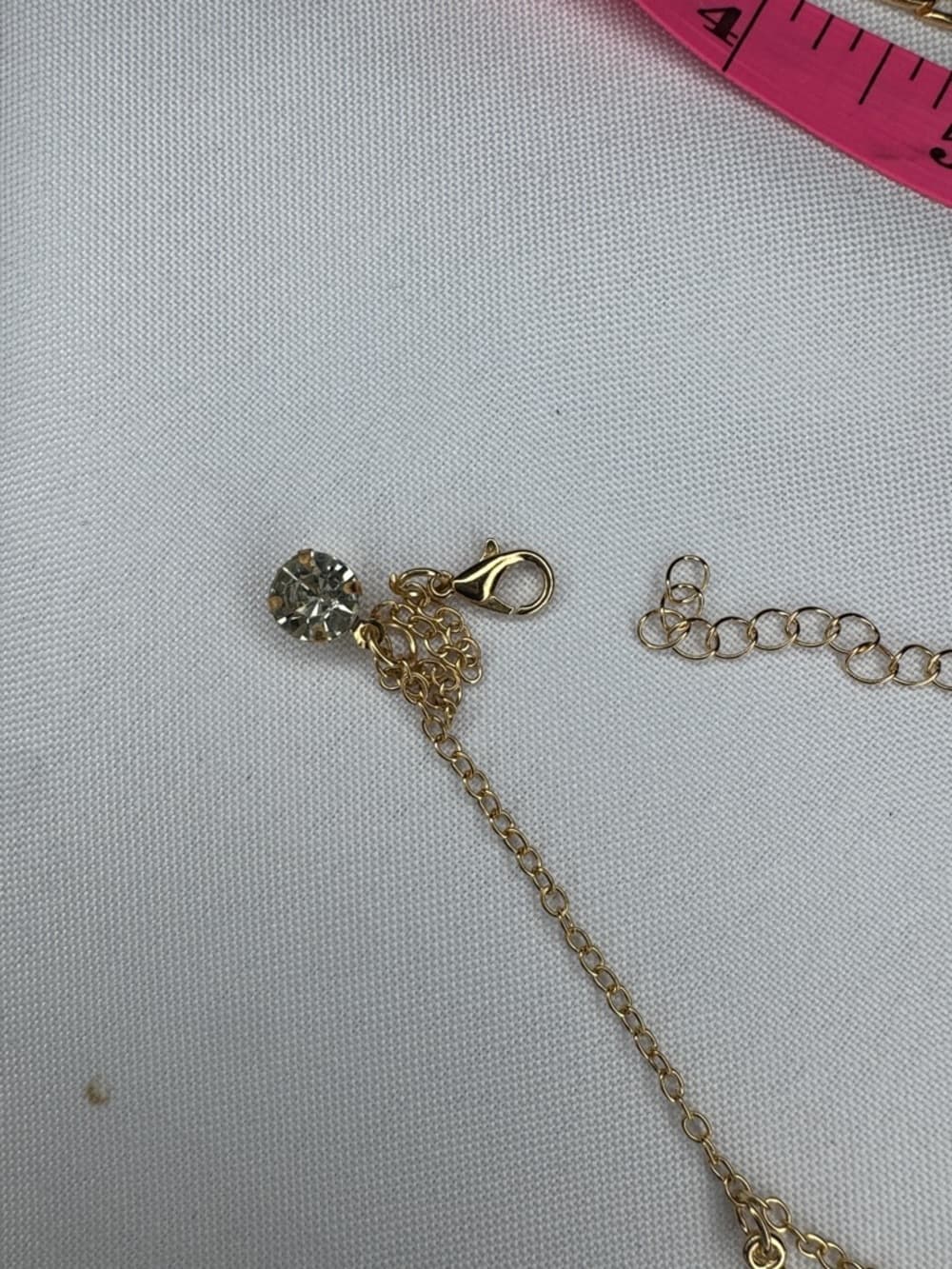 Gold Tone Shark Tooth Charm Bracelet Adjustable Dainty Chain - Thumbnail 2