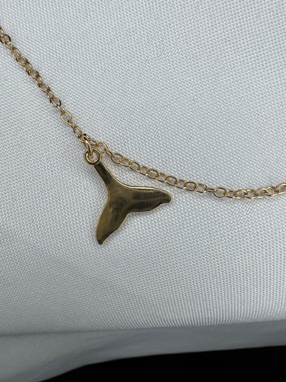 Gold Tone Shark Tooth Charm Bracelet Adjustable Dainty Chain - Thumbnail 3