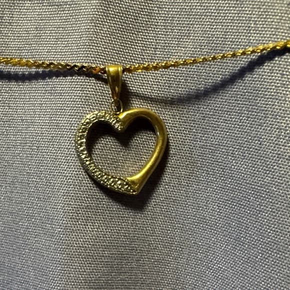 Gold and Silver Heart Pendant Necklace - Thumbnail 6