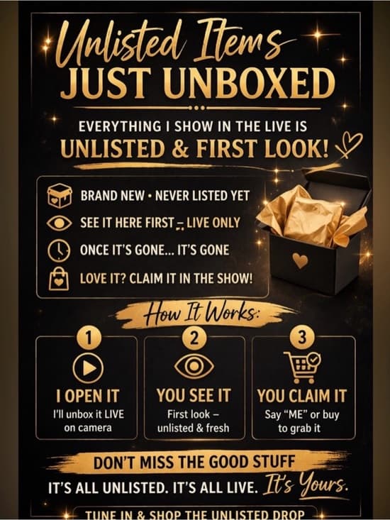 Unlisted Items Just Unboxed Sign - Gold & Black - Thumbnail 2