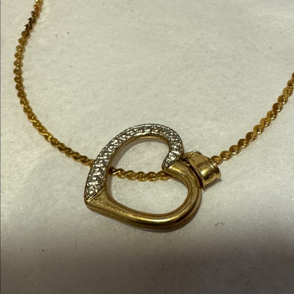 Gold and Silver Heart Pendant Necklace - Thumbnail 2